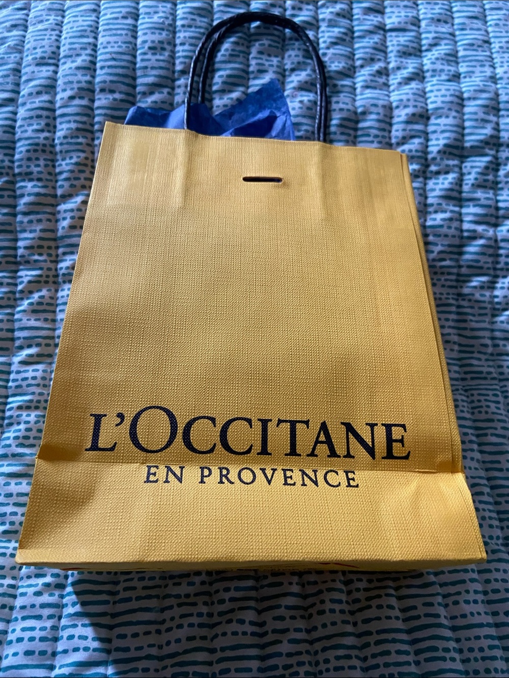 L'OCCITANE Yellow Paper Shopping Bag with Black Logo